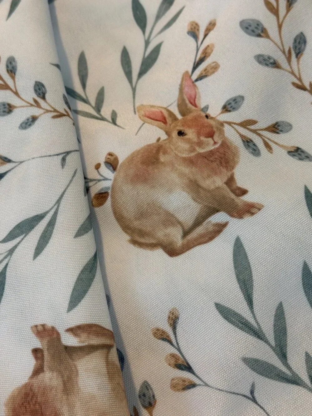 Bunny Rabbit Floral Tablecloth Easter Spring 100% Polyester Colordrift 102